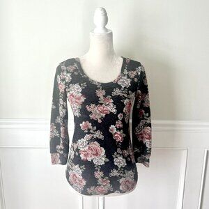 No Boundaries Floral Print Scoop Neck Strappy Back Top S